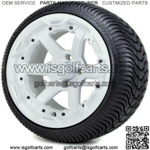 14" Gladiator White Black Golf Cart Wheels and Tires (205-30-14) Set of 4