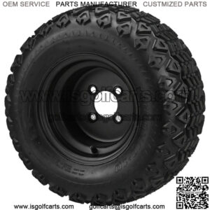 4 Golf Cart 20X10-10 A/T Tires on 10x7 Flat Black Steel Wheels