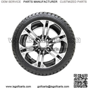 Set of 4 12" Black/Machined Golf Cart Wheels & 215/35-12 (18") Tires