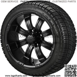 4 Golf Cart 205/30-14 Tires on a 14x7 Matte Black Wheels Free Freight
