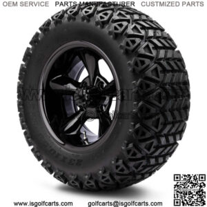 12" Godfather Glossy Black Golf Cart Wheels & Tires (23x10.50-12) Set of 4
