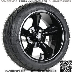 Set of 4 12" Gloss Black 5 Spoke Golf Cart Wheels & 215/35-12 Tires DOT