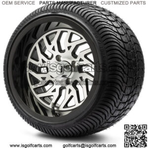 14" Carnage Machined Black Golf Cart Wheels and Tires (205-30-14) Set of 4