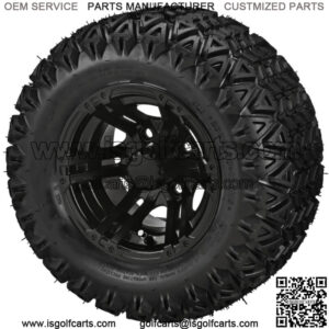 4 Golf  Cart 20X10-10 All-Terrain Tires on 10x7 Gloss Black Yukon  Wheels