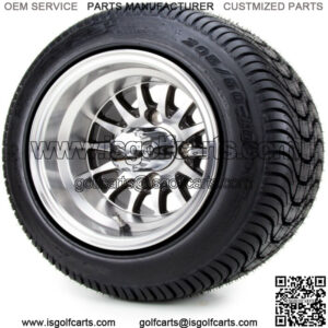 10" Medusa Machined and Black Golf Cart Wheels and Tires (205-50-10) - Set of 4