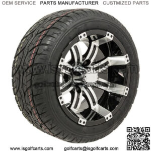 Set of 4 12" Black/Machined Golf Cart Wheels & 205/30-12 (18") Tires
