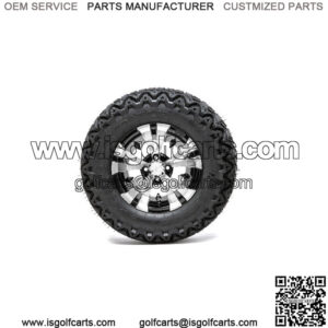 Set of 4 12" Vampire Black/Machined Golf Cart Wheels on 23" A/T Tires