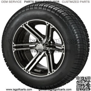 4 Golf Cart 215/50-12 Tires on  12x7 Black/Machined Yukon Wheels