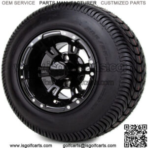 10" Ambush Glossy Black Golf Cart Wheels and Tires (205-65-10) - Set of 4