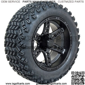 Golf Cart 14" Dominator Matte Black Wheels & 23" All Terrain Tires - Set of 4