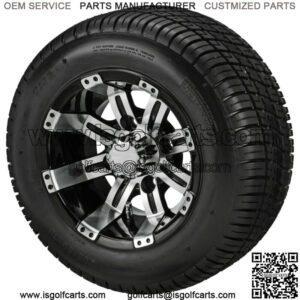 Set of 4 Golf Cart 205/50-10 DOT Tire on 10x7 Black/Machined Wheel