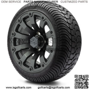 12" Bomber Matte Gunmetal Golf Cart Wheels and Tires (215-35-12) - Set of 4