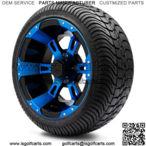 12" Ambush Blue and Black Golf Cart Wheels and Tires (215-35-12) - Set of 4