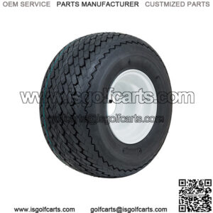 Set of 4 Golf Cart Tire Wheel Assembly 8" Topspin Sawtooth with White Steel