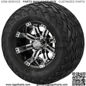 4 Golf Cart 20x10-10 Lightning Tires  10x7 Blk/Machined Wheels