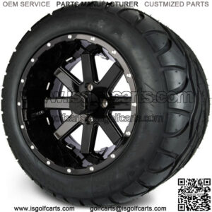 14" Assault Black Ball Mill Golf Cart Wheels and Radial Tires (23x10-14)