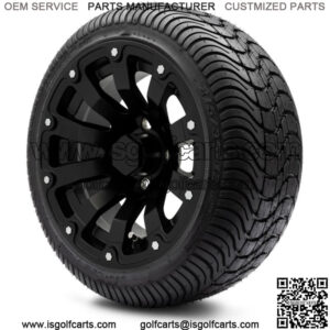 12" Bomber Matte Black Golf Cart Wheels and Tires (215-35-12) - Set of 4