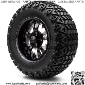 12" Vampire Glossy Black Golf Cart Wheels and Tires (23x10.50-12) - Set of 4