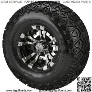 4 Golf  Cart 22x11-10 All-Terrain Tires on 10x7 Black/Machined Vampire  Wheels