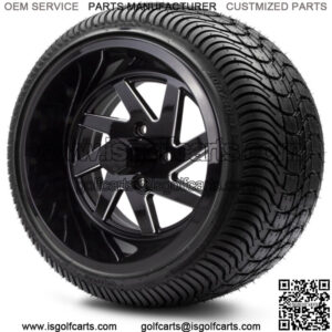 14" Fury Black Ball Mill Golf Cart Wheels and Tires (205-30-14) Set of 4