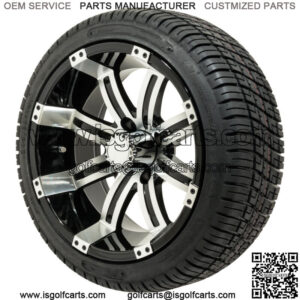 Set of 4 - 14 inch Machined Golf Cart Wheels on Low Profile Tires