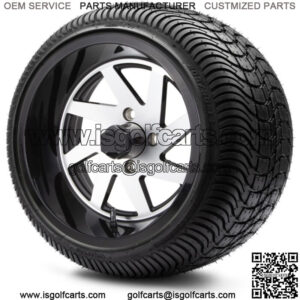 14" Fury Glossy Machined Golf Cart Wheels and Tires (205-30-14) Set of 4