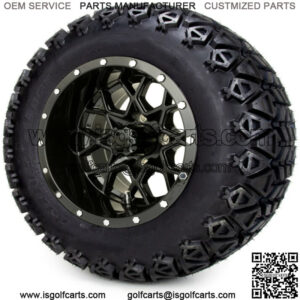 12" Glossy Black Golf Cart Wheels and Tires (23x10.50-12) Set of 4