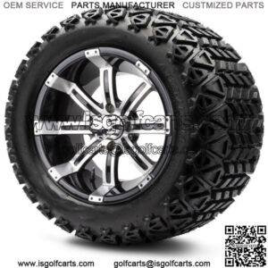 14" Machined Black Golf Cart Wheels and Tires 23x10.00-14 Set of 4