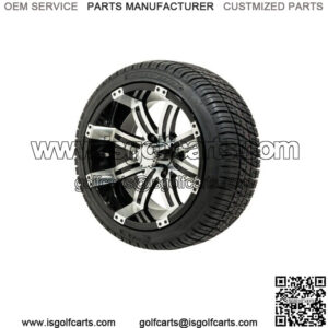 Set of 4 14" Black/Machined Golf Cart Wheels & 205/30-14 (18") Tires