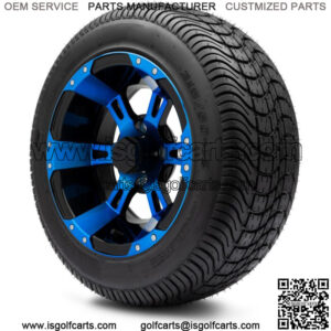 12" Ambush Blue and Black Golf Cart Wheels and Tires (215-50-12) - Set of 4