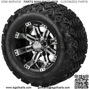 4 Golf  Cart 18X9.50-10 All-Terrain Tires on 10x7 Black/Machined Wheels