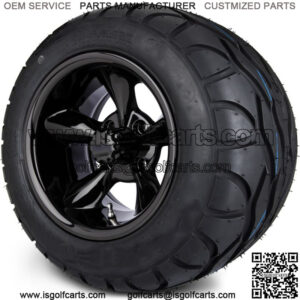 12" Godfather Glossy Black Golf Cart Wheels and Radial Tires (245/50-12)