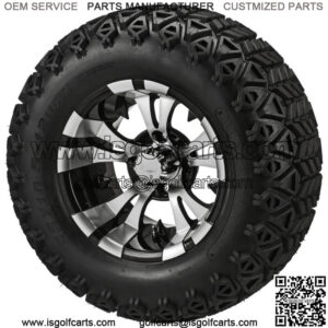 4 Golf Cart 23x10.50-12 All-Terrain Tires 12x7 Black/Machined Vampire Wheels