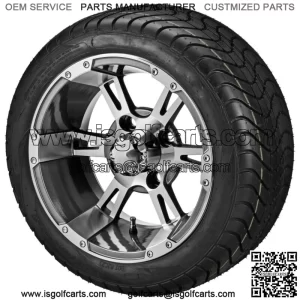 (4) Golf Cart 215/40-12 DOT Street Tires on 12x7 Gunmetal Raptor Wheels
