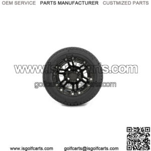 Set of 4 10" Matte Black Golf Cart Wheels on 205/50-10 (18") Tires