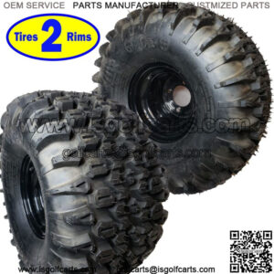 2 Golf Cart TIREs RIMs WHEELs 22x12.00-8 22/12-8 22x12-8 22x1200-8 A/T