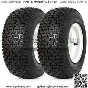 16x6.50-8 Lawn Mower Tires with Rim, 3" Offset Hub, 3/4" Bushing, 16x6.5-8 Tractor Turf Tire, 4 Ply Tubeless, Set of 2