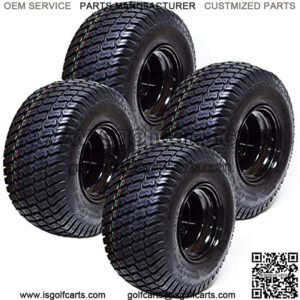 Set of 4 18x8.50x8 ATV Golf Go Cart Lawn Mower Tractor P322 Turf Tire Rim Assembly Black Steel Wheels 18" All Terrain Tires Compatible with EZGO Club Car Yamaha E-Z-GO Golf Cart