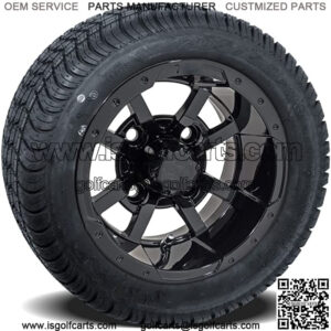 Set of 4 10 inch Storm Trooper Black Golf Cart Wheels On Low Profile Tires