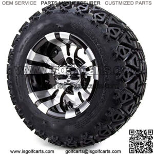 10" Vampire Machined Black Golf Cart Wheels and All Terrain Tires Combo Set of 4