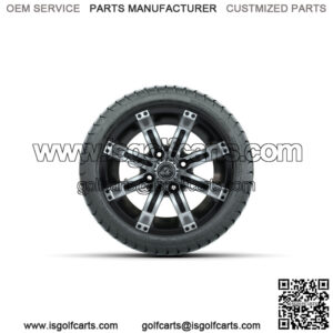 Set of 4 12" Tempest Black/Machined Golf Cart Wheels & 215/35-12 (18") Tires