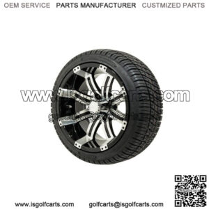 Set of 4 14" Tempest Black/Machined Golf Cart Wheels & 205/30-14 (18") Tires