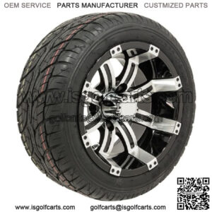 Set of 4 12" Tempest Black/Machined Golf Cart Wheels & 205/30-12 (18") Tires