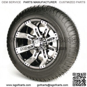 Set of 4 - 10 inch Tempest Golf Cart Wheels on Low Profile Street Tires