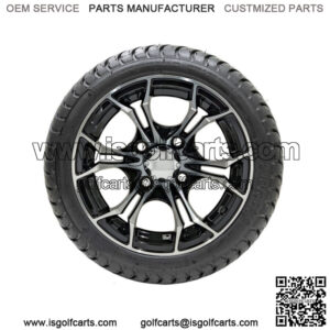 12" Black/Machined Golf Cart Wheels on 215/35-12 (18") DOT Tires-Set of 4