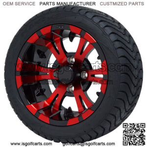 12" Vampire Red/Black Aluminum Wheels and 215/40-12 Low Pro DOT Tires - Set of 4