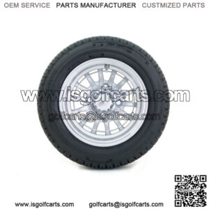 10" Medusa Silver Machined Golf Cart Wheels on 205/50-10 (18") Tires-Set of 4