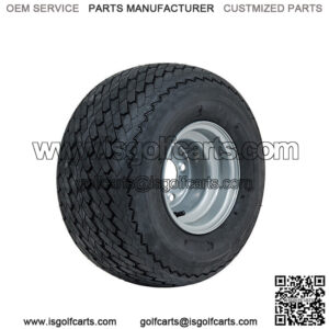 Set of 4 Golf Cart Tire Wheel Assembly 8" Topspin Sawtooth with Silver Steel