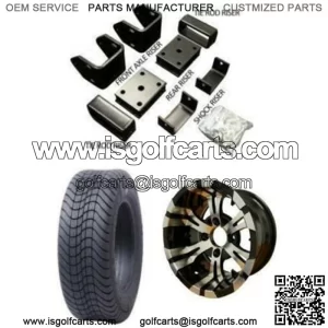 EZGO TXT Low Profile/Tire Wheel Combo & 4" Block Lift Kit Bundle (1994-2001.5)