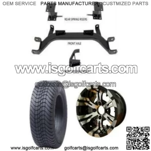EZGO Marathon Low Profile Tire/Wheel Combo & 4" Drop Axle Lift Kit Bundle